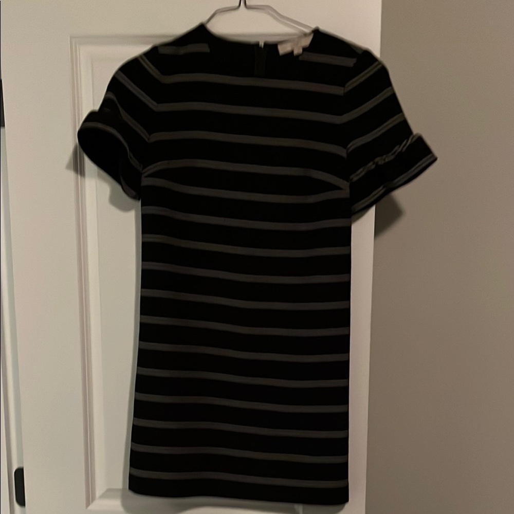 Loft Black and Gray Striped Dress